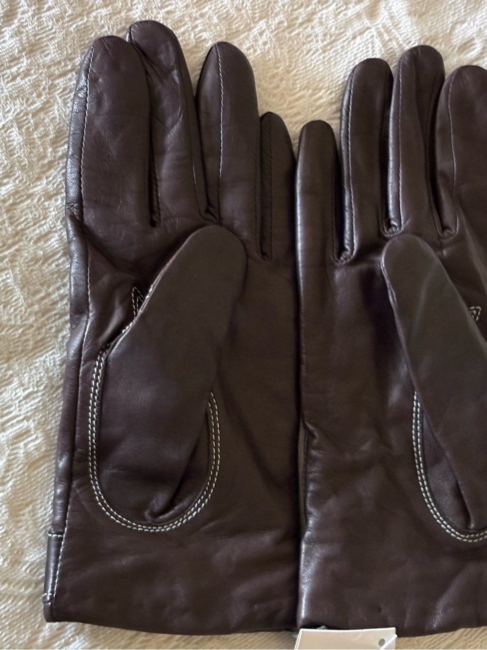 COACH NWT Mahogany Brown Soho Leather Cashmere Lined Buckle Gloves Size 8 F80303 - Picture 6 of 9